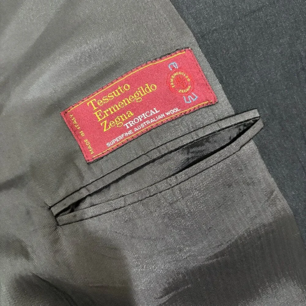 Ermenegildo Zegna Tessuto Charcoal Superfine Wool Blazer Sport Coat Men 56 Italy